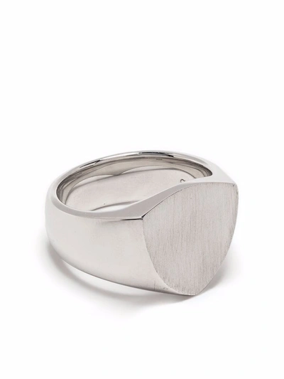 Shop Tom Wood Shield Satin Signet Ring In Silber