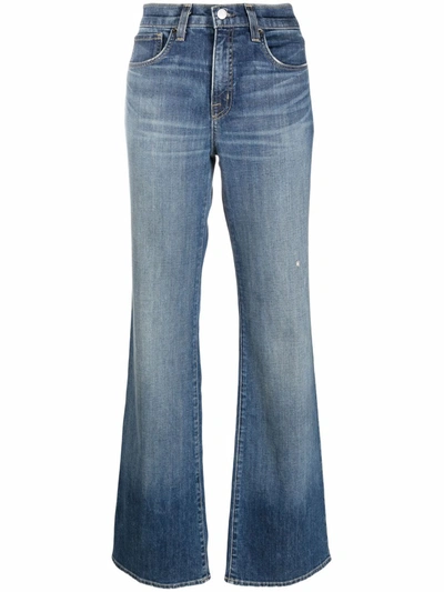 Nili Lotan Florence Distressed High-rise Flared Jeans In Blau