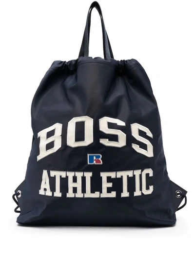 Shop Hugo Boss Logo-print Drawstring Backpack In Blau