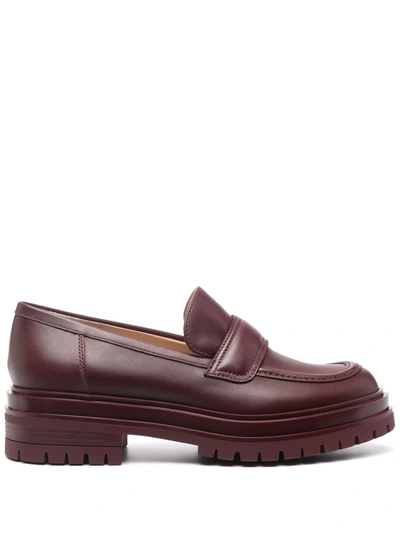 Shop Gianvito Rossi Argo Leather Loafers In Red