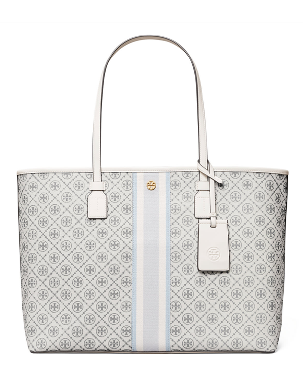 Tory Burch T Monogram Coated Canvas Tote In New Ivory | ModeSens