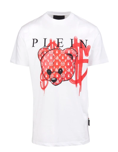 Shop Philipp Plein Man White Taddy Bear T-shirt