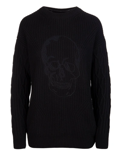 Shop Philipp Plein Woman Black Skull Cashmere 5 Pullover
