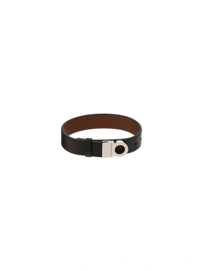 Shop Ferragamo Bracelet In Nero/bark Brown