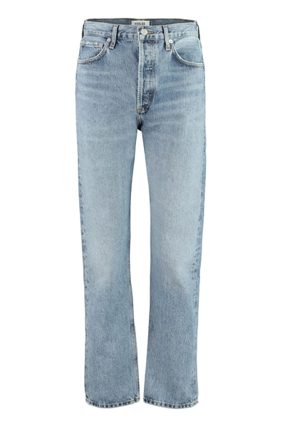 Shop Agolde High-rise Straight Leg Jeans In Denim