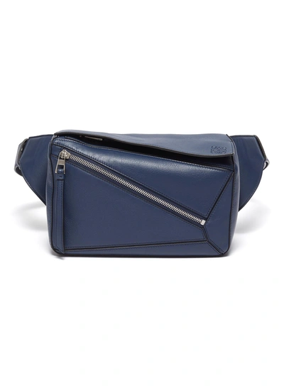 Shop Loewe 'puzzle' Small Leather Bumbag In Blue
