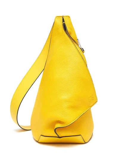 Shop Loewe 'anton Sling' Fold Over Leather Bumbag In Yellow