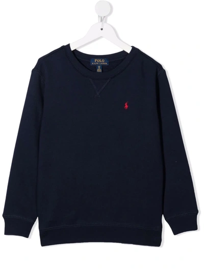 Shop Polo Ralph Lauren Logo-embroidered Cotton Sweatshirt In 蓝色