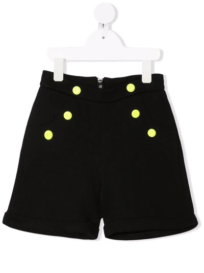 Shop Balmain Logo-button High-waisted Shorts In 黑色