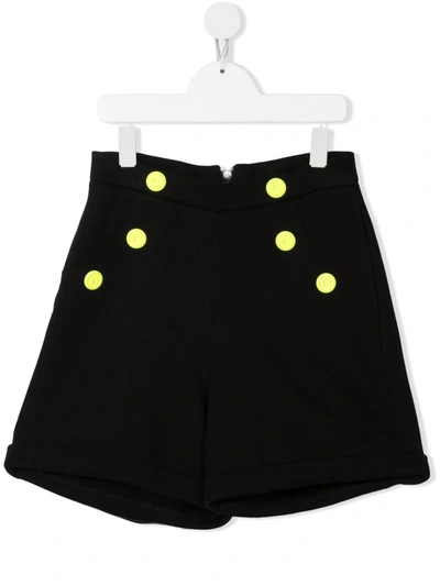 Balmain Yellow Decorative Button Shorts In 黑色