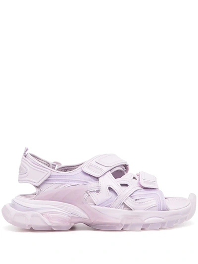Balenciaga Logo Embossed Velcro Trap Track Sandals In Purple | ModeSens