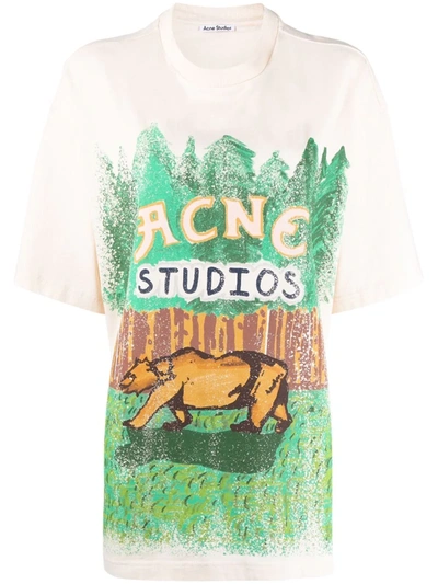 Shop Acne Studios Illustration-print Cotton T-shirt In Neutrals