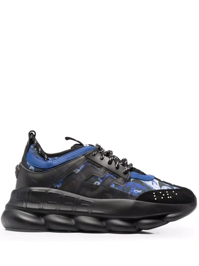 Shop Versace Chain Reaction Low-top Lace-up Sneakers In Black