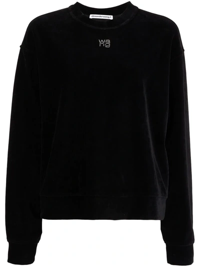 Shop Alexander Wang T Logo-print Long-sleeved Sweater In Black