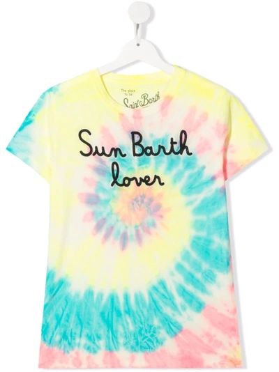 Shop Mc2 Saint Barth Teen Elly Logo-print Tie-dye T-shirt In Yellow