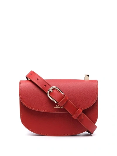 Shop Apc Genève Leather Saddle Bag In Red
