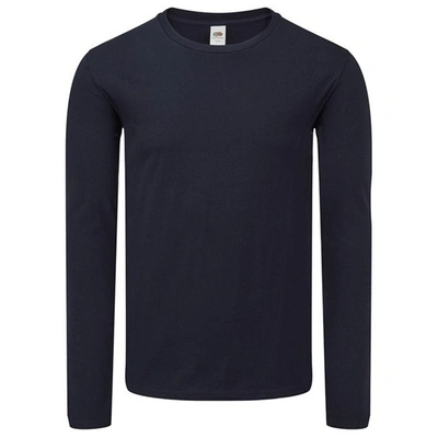 Shop Fruit Of The Loom Mens Iconic 150 Long-sleeved T-shirt (dark Navy) In Blue