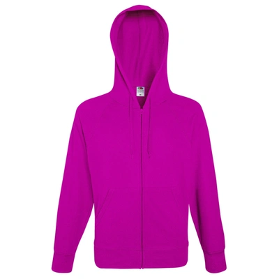Shop Fruit Of The Loom Mens Lightweight Full Zip Jacket / Hoodie (fuchsia) In Pink