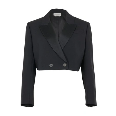 Shop Alexander Mcqueen Tux Cropped Jacket In Black