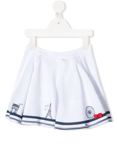 Lili Gaufrette Paris Print A-line Skirt In White