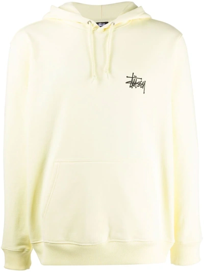 Shop Stussy Logo-print Pullover Hoodie In Gelb