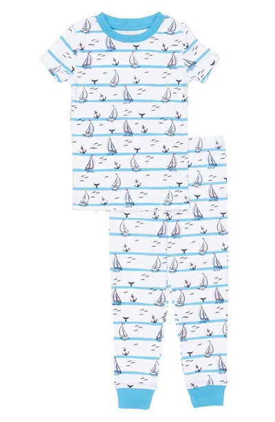 Shop Pajamas For Peace Kids' Sail Away Fitted Two-piece Pajamas In White