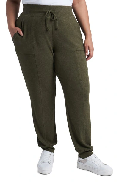 Shop 1.state Tie Waist Cozy Knit Joggers In Army Green
