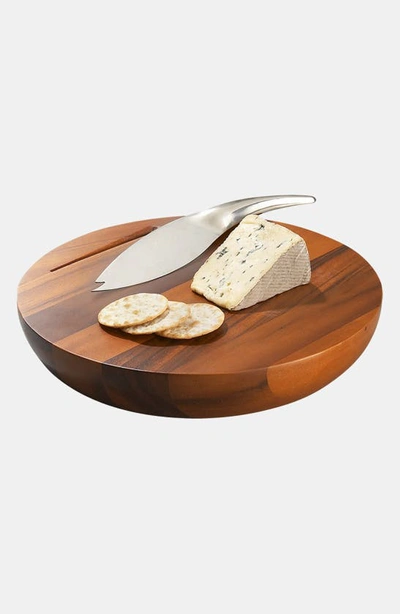 Nambe Harmony Cheese Board With Knife In Brown