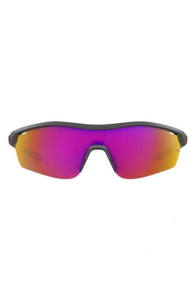 Shop Under Armour 99mm Mirrored Shield Sport Sunglasses In Grey Black