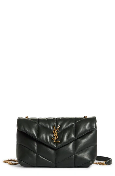 Shop Saint Laurent Toy Loulou Puffer Quilted Leather Crossbody Bag In New Vert Fonce