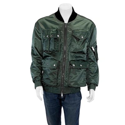 Shop Burberry Mens Contrast Collar Lightweight Flying Jacket In Green