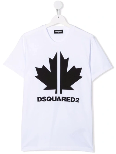 Shop Dsquared2 Teen Logo-print Short-sleeved T-shirt In 白色