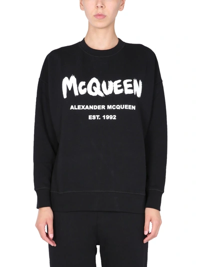 Shop Alexander Mcqueen Crew Neck Sweatshirt In Black