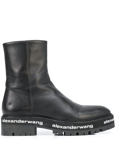 Shop Alexander Wang Sanford Logo-detail Boots In Black