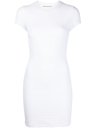 Shop Alexander Wang T Logo-jacquard Mini Dress In White