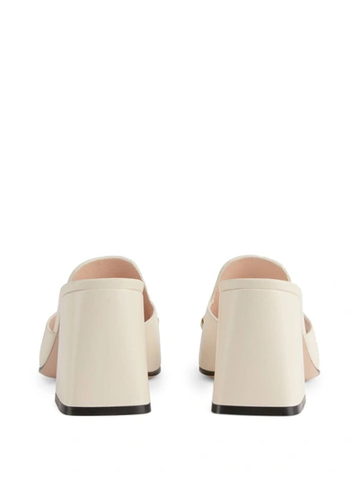 Shop Gucci Horsebit Leather Mule Sandals In White