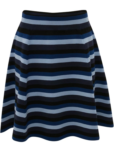 Jw Anderson Flared Stripe Knit Mini Skirt In Blue