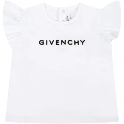 Shop Givenchy White T-shirt For Baby Girl With Logo