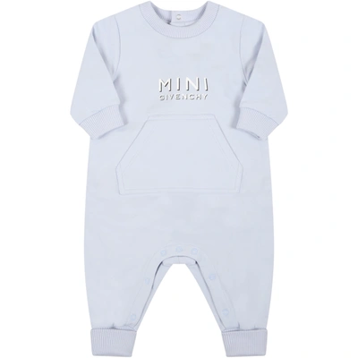 Shop Givenchy Light-blue Babygrow For Baby Boy With Logo In Light Blue