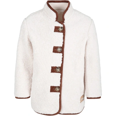 Shop Chloé Beige Jacket For Girl With Logo In Ivory