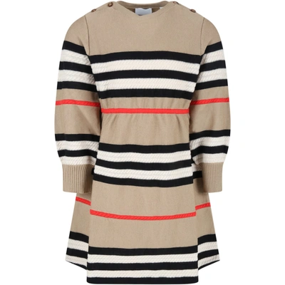 Shop Burberry Beige Dress For Girl With Check Vintage