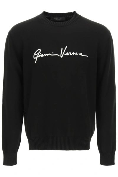 Shop Versace Signature Knit In Black (black)