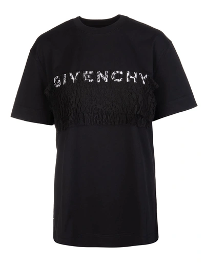 Shop Givenchy Woman Black  T-shirt With Lace