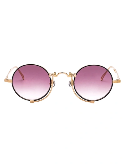 Shop Matsuda 10601h Sunglasses In Rosegold - Matte Black - Pink Gradient