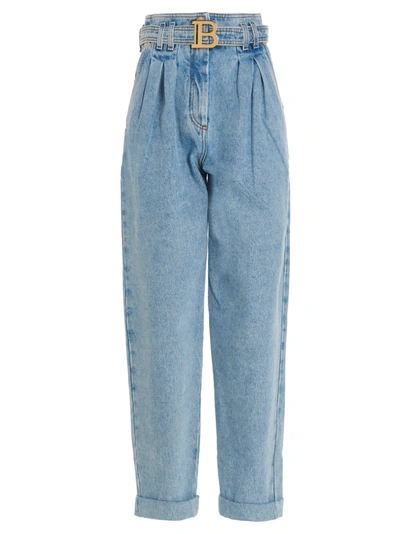 Shop Balmain Jeans In Azzurro