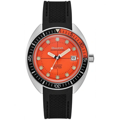 Shop Bulova Devil Diver Automatic Orange Dial Mens Watch 96b350 In Black / Orange