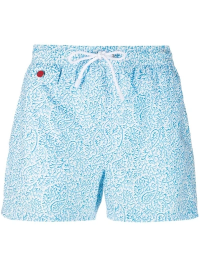 Shop Kiton Graphic-print Drawstring Swim Shorts In Blue