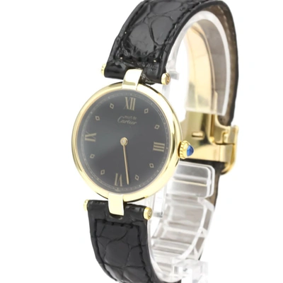 Pre-owned Cartier Black Gold Plated Steel Must Quartz Women's Wristwatch 30 Mm