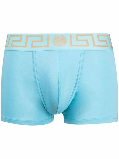 Shop Versace Medusa-logo Boxer Shorts In Blue