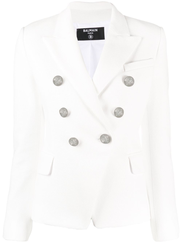Balmain Button Blazer In White | ModeSens